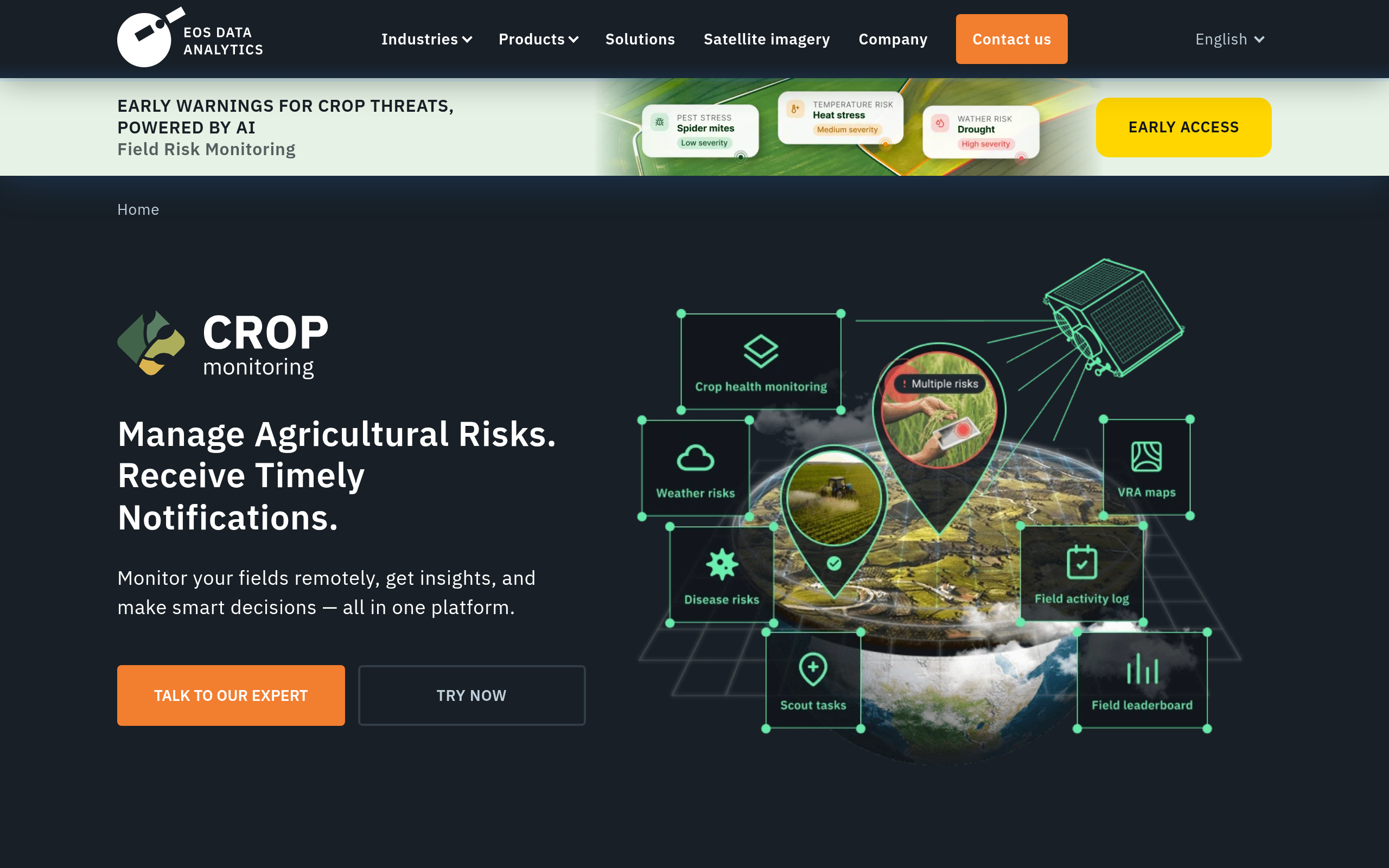 EOS Data Analytics Crop Monitoring agriculture analytics platform