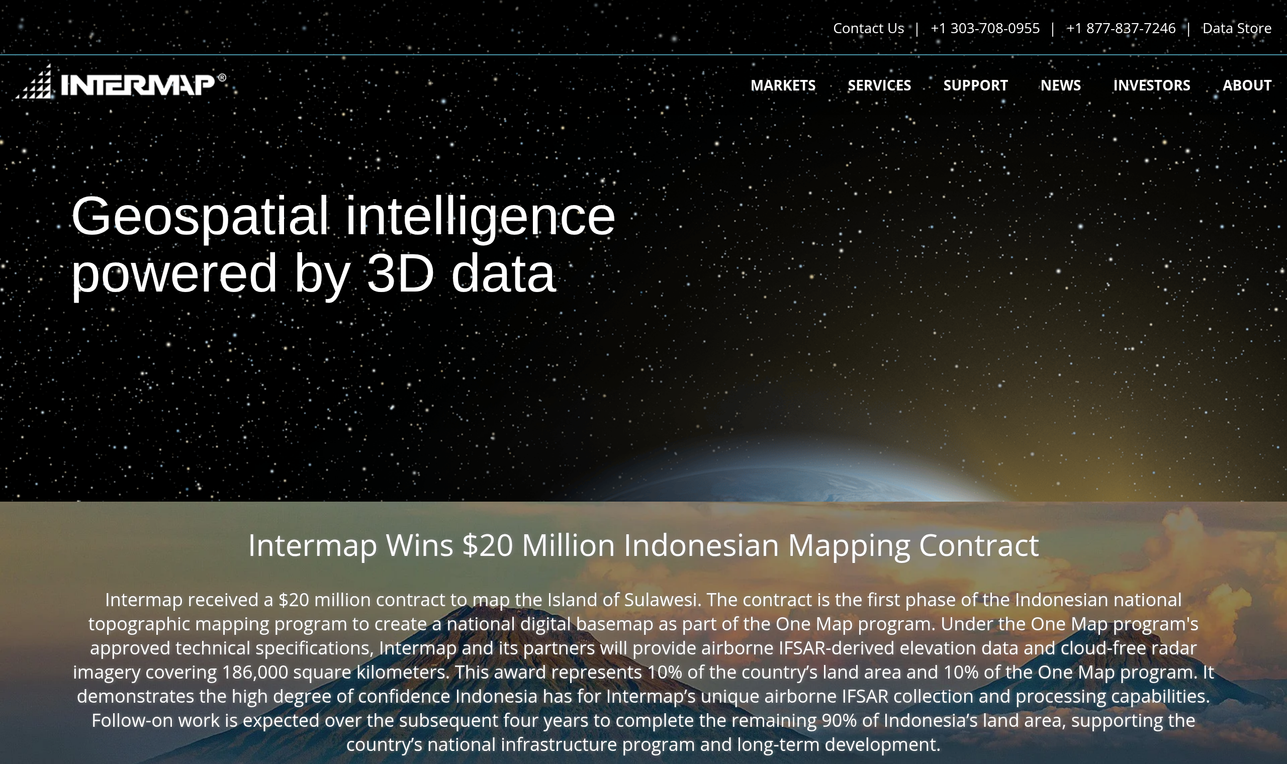 Intermap geospatial intelligence powered by 3D elevation data