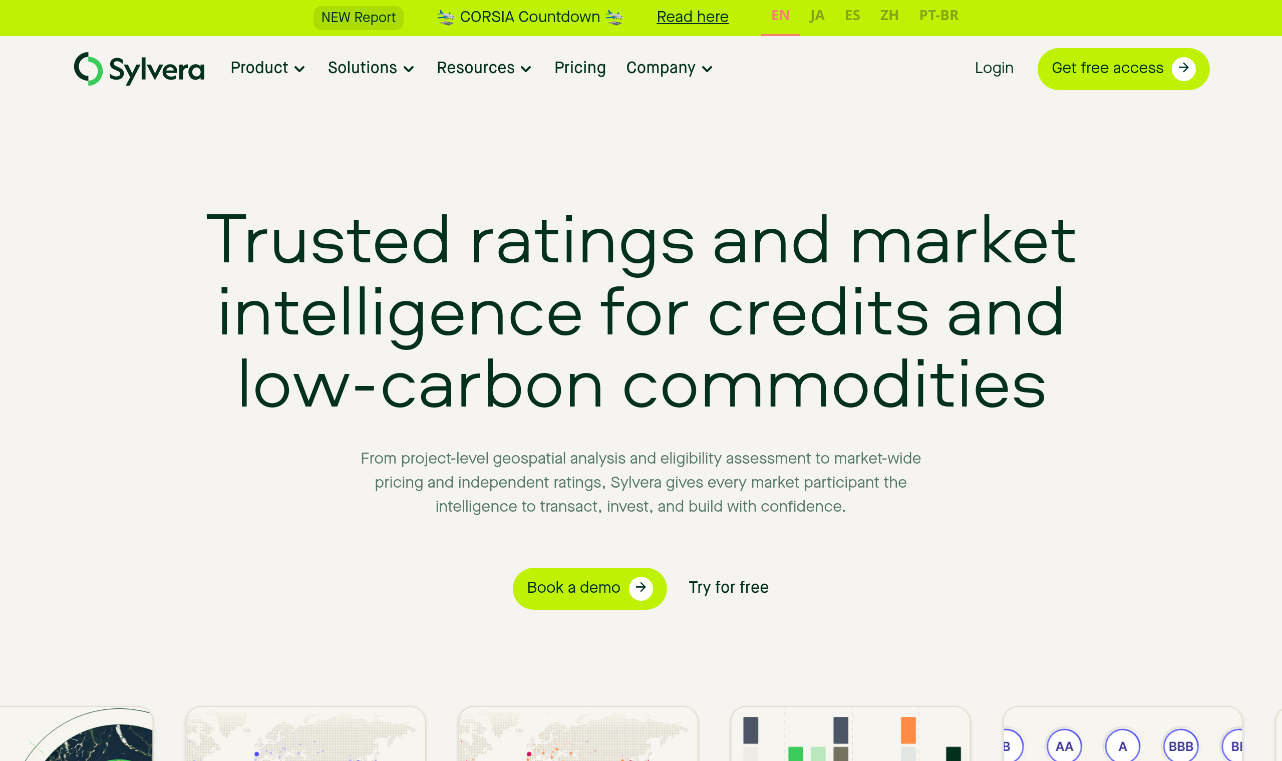 Sylvera carbon credit ratings and market intelligence platform