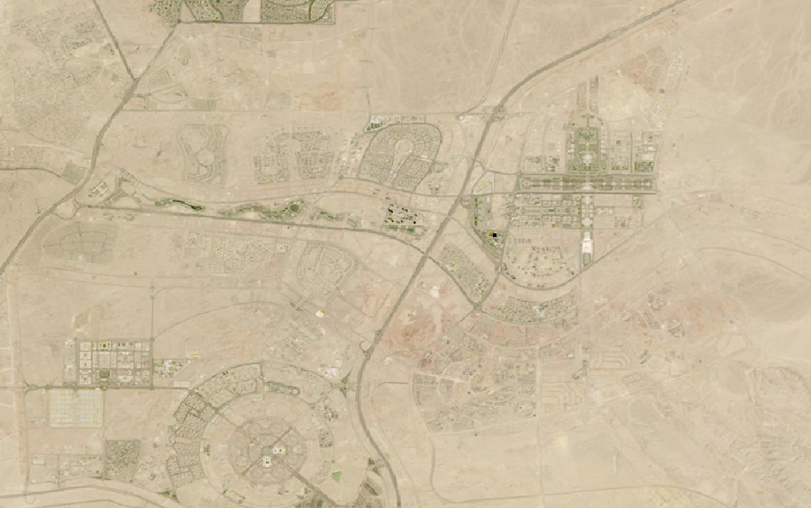 Landsat satellite image of Egypt's New Administrative Capital under construction in the desert east of Cairo