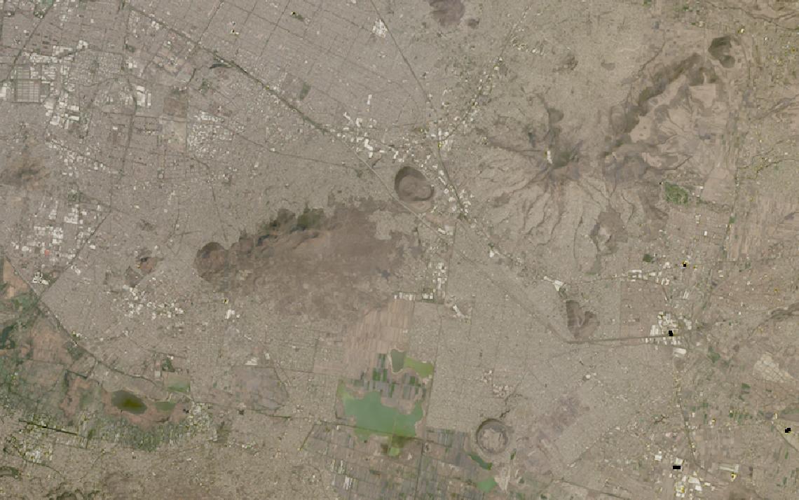 Landsat satellite image of Mexico City, where decades of groundwater extraction have driven ground subsidence