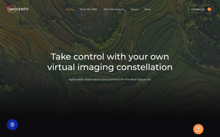Geocento homepage headline: take control with your own virtual imaging constellation